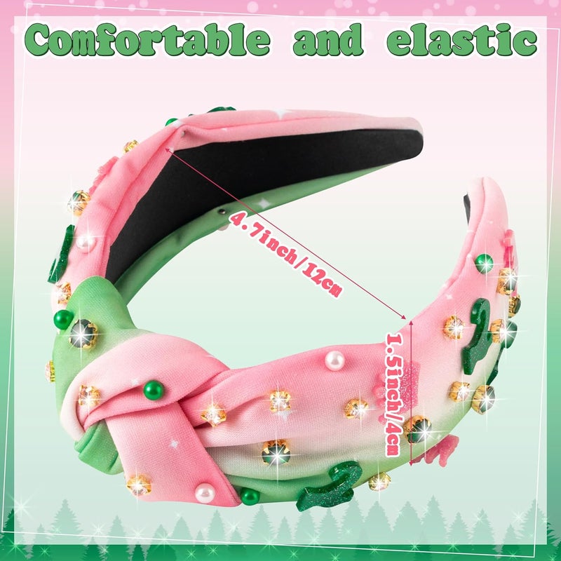 PANTIDE Witch Musical Jeweled Knotted Headband - Witch Musical Fan Gift Glitter Pink Crown Green Boots Rhinestone Crystal Embellished Headband Fashion Accessories Birthday for Women Girl (Crown Boots) - Image 2